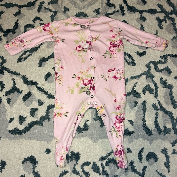 Next Pink Floral Footies with Elastic Cuffs​ - Picture 2 of 6